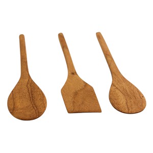Utensilio de cocina de madera: espátula plana para cocinar, volteador de mango corto, raspador de sartén, utensilio antiadherente para chef - Product Image 3