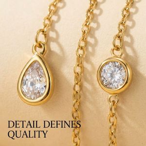 Tobillera de Moda con Cadena de Gotas de Agua de Circonio, Chapada en Oro de 18K, de Acero Inoxidable, Resistente al Agua - Product Image 4