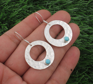 Pendientes Largos de Plata de Ley 925 con Larimar Natural, Joyería de Piedras Preciosas Azul Caribe Genuinas, Hechos a Mano, Venta al por Mayor para Fiestas - Product Image 3