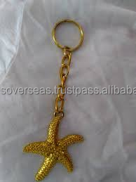 Vintage brass starfish keychain metal sea star <b>key</b> <b>holder</b> beach theme keyring for gift and souvenir use - Product Image 2