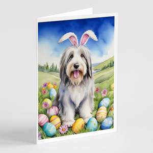 Whimsical A7 Tamaño 5x7 Bearded Collie Easter Egg Hunt Tarjetas de notas en blanco Paquete de 8 con sobres para saludos - Product Image 1