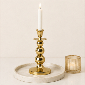 Classic Gold Brass <b>Bubble</b> Stem Candlestick Holder Minimalist Metal Candle Stand For Hotel Decor Wholesale Low MOQ OEM - Product Image 4