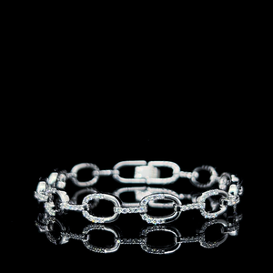 Elongated Oval Link Chain Lab Grown Diamond <b>Bracelet</b> 925 Sterling <b>Silver</b> 10K 14K 18K <b>Solid</b> Gold Fine Jewelry Womens Wristband Di - Product Image 1