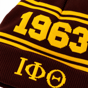 หมวกไหมพรม Iota Phi Theta สีน้ำตาลทอง ปี 1963 สำหรับผู้ชาย หมวกบีนนี่แบบมีขอบ ป้องกันความหนาว ลายตัวอักษร ผ้าถักนุ่ม ยืดหยุ่นได้ - Product Image 6