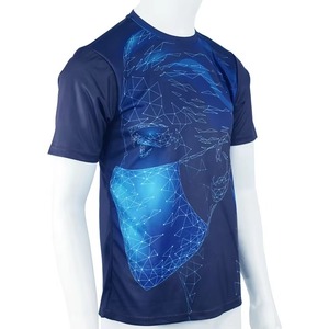 Camiseta de Manga Corta con Estampado Geométrico para Hombre, Cuello Redondo, Secado Rápido, Corte Regular, Informal, Azul, Poliéster, Tejido de Punto, Impresión por Sublimación - Product Image 2