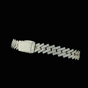 Bracelet à maillons Iced Out de luxe, style Hip Hop, effet diamant, en argent, bijou de déclaration, cadeau - Product Image 1