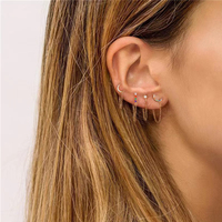 Boucles d'oreilles pendantes tendance en argent sterling 925 avec chaîne et zircone cubique, plaquées or, double piercing, cadeau idéal pour demoiselle d'honneur ou anniversaire, bijoux