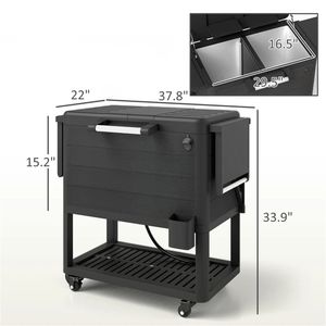 Carrito Refrigerado con Ruedas para Almacenamiento en Exteriores, Color Negro - Product Image 6