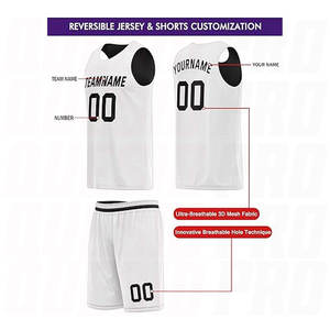 Uniforme de Baloncesto Personalizado en Blanco y Negro, Sublimado, al por Mayor, Conjunto de Camiseta y Pantalones Cortos de Baloncesto de Buena Calidad - Product Image 3