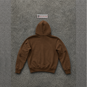 Sweat à capuche zippé décontracté marron avec motif ange, imprimé vintage, en molleton doux, pour le quotidien, streetwear de luxe, mode urbaine - Product Image 6