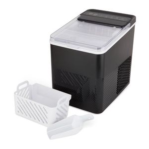 Fabbricatore di ghiaccio da banco Nero Intenso, 9 cubetti a forma di proiettile, 2 misure di ghiaccio, 26 libbre/24 ore, vassoio rimovibile e lavabile, paletta, autopulente, per Hotel e Camper - Product Image 2