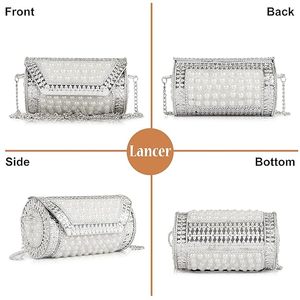กระเป๋าคลัทช์สะพายข้างทำด้วยมือเรียบง่ายคลาสสิกวินเทจทำจากทองเหลืองโบราณสำหรับเจ้าสาวสิ่งทอโลหะ - Product Image 3