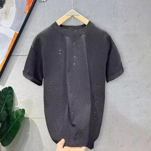 Camiseta Personalizada para Hombre con Pedrería, Estilo Hip Hop, Ropa Casual de Algodón, Fabricante OEM al por Mayor - Product Image 3