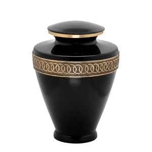 Luxury Black and Gold Solid Brass Cremation Urn for Adult Human <b>Ashes</b> Handcrafted Funeral Memorial Burial <b>Pot</b> Threaded Lid. - Product Image 3