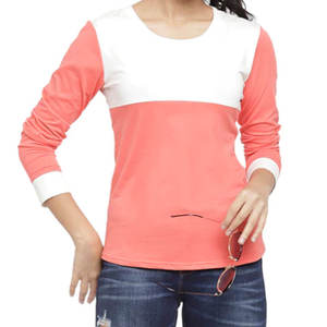 T-shirt à manches longues col rond jaune moutarde pour femme, 100% coton tricoté, coupe ample, couleur unie, décontracté, toutes saisons - Product Image 4