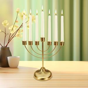 Elegant Handcrafted Menorah Candle Stand Made From Premium Metal For Stylish Home Decor And Lighting - Product Image 1