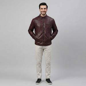 Veste d'hiver streetwear 100% cuir véritable respirante à séchage rapide avec doublure en sherpa et garniture en fourrure pour homme, tissu 300g - Product Image 1