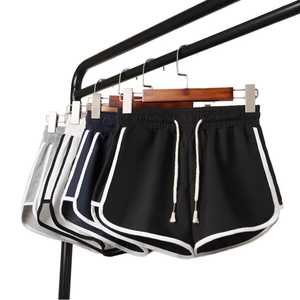 Shorts Casuales de Punto para Mujer, a Rayas, Cintura Elástica con Cordón, Transpirables, de Secado Rápido, Corte Regular, Cintura Baja, 100% Algodón, Estilo Motero - Product Image 1