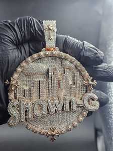 Rose Gold Plated Silver Moissanite Shawn-G Letter Pendant Iced Out Cross Hip Hop <b>Charm</b> for Men - Product Image 2