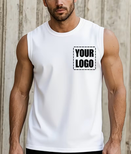 Men's <b>Yellow</b> Sleeveless <b>Tank</b> <b>Top</b> O-Neck Solid Casual Breathable Quick Dry Knitted Cotton Athletic Wear 120g Custom Logo - Product Image 3