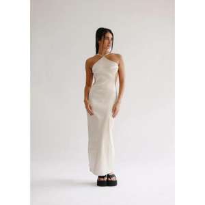 Vestido largo sexy para mujer con cuello halter cruzado, sin mangas, espalda descubierta, ajustado, elegante, para fiesta - Product Image 1