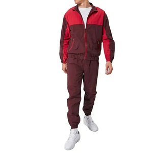 Pantalones Deportivos Unisex Color Granate con Capucha, Cintura Elástica, Bolsillos Laterales, Ropa Casual de Invierno, Felpa, Corte Holgado, Largos, Color Sólido, 2 en 1 - Product Image 1