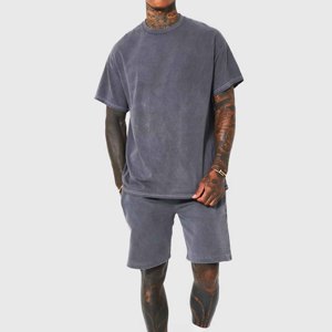 Conjunto Deportivo para Hombre, Camiseta y Pantalones Cortos de Color Sólido, 2 Piezas, Moda Verano, Camisetas 100% Algodón, Manga Corta, Pantalones Cortos Cargo - Product Image 2