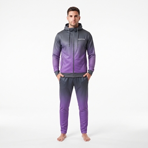 Men's Gradient Color Tracksuit Full <b>Zip</b> <b>Hooded</b> Sublimation Tracksuit Hoodie Jacket Matching Pants Gym Training Sportswear Set - Product Image 5