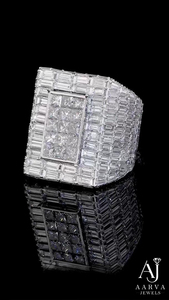 925 <b>Sterling</b> <b>Silver</b> Rhodium & Gold Plated Luxury Moissanite Princess Cut <b>Engagement</b> <b>Ring</b> with Prong Setting - Product Image 6
