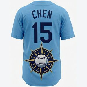 Custom Baseball Jersey Men's Light Blue <b>Short</b> Sleeve V-Neck Button Front Embroidered Logo <b>Mesh</b> Polyester Breathable Regular Fit - Product Image 2
