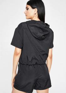 Veste coupe-vent légère en nylon avec capuche et fermeture éclair, imprimée, décontractée, pour l'été, ensemble court pour femmes - Product Image 4