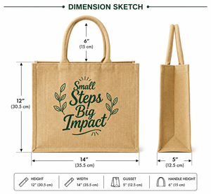 Small Steps Big Impact Jute Shopping <b>Bag</b> <b>Large</b> Eco-Friendly Promotional Tote Fashion Style - Product Image 2