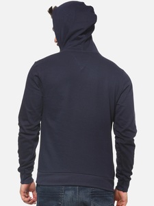 Sudadera con Capucha Azul Marino para Hombre, Corte Regular, Informal, de Algodón Tejido, con Estampado Frontal y Bolsillo, para Otoño - Product Image 4