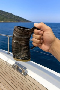Hot Sale Eco-Friendly Rustic Viking Horn <b>Mug</b> Handmade <b>Reusable</b> Drinkware for Beer Coffee Tea Large Capacity Available in Bulk - Product Image 2