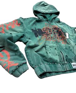 Sweatshirts à capuche personnalisés pour hommes 500Gsm Heavyweight Streetwear Style Vintage Double Couche Sun Faded Distressed Acid Wash Hoodie - Product Image 4