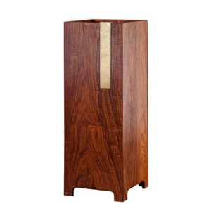 Porte-parapluie élégant en bois d'acacia fait main avec incrustation en laiton - Vente en gros - Product Image 2