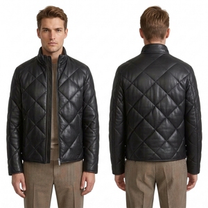 Custom Cream Minimal PU Leather Zip <b>Jacket</b> <b>for</b> <b>Men</b> with Clean Panel Construction and Contemporary <b>Smart</b> Casual Look - Product Image 4