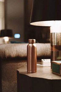 Copper <b>Water</b> <b>Bottle</b> Minimalist Design Portable with Lid Travel Use - Product Image 1