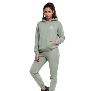 Conjunto Deportivo Casual de Dos Piezas para Mujer, Sudadera con Capucha y Pantalones Jogger, Color Verde Salvia, 100% Poliéster Transpirable, para Invierno - Product Image 6