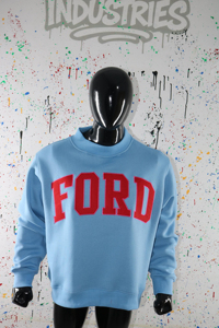 Sweat-shirt à col rond Ford bleu clair, coupe régulière, pull en coton pour homme, vêtements décontractés d'automne, URBAN PRODUCTIONS - Product Image 3