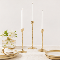 Lot de 3 chandeliers élégants en laiton martelé doré de luxe – Supports de bougies modernes pour Noël, anniversaires et décoration intérieure