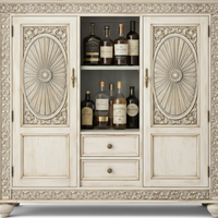 Meuble Bar en Bois Massif Écologique Style Ethnique Collection Antique pour Salon, Salle à Manger et Hôtellerie – Offre Spéciale