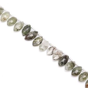 Perles de quartz rutilé noir naturel facettées en forme de marquise, perles de pierres précieuses percées sur le côté pour la fabrication de bijoux 7x12-8x13MM - Product Image 5