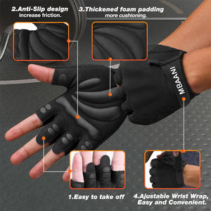 Guantes Acolchados para Levantamiento de Pesas con Gran Agarre, Protección Completa de la Palma para Entrenamiento en Gimnasio, Ciclismo, Levantamiento de Pesas, Crossfit, Escalada - Product Image 2