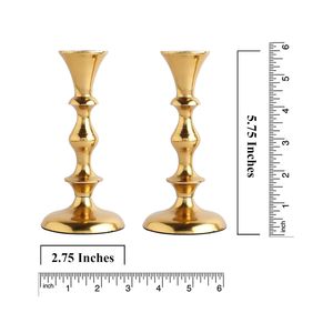 Juego de 2 Portavelas Cónicos de Aluminio Glam Gold, Estilo Rústico Francés, Acabado en Latón, Elegantes para Sala de Estar - Product Image 3