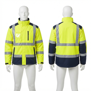 300 GSM Heavy Duty Polyester/Cotton Winter Washed <b>Canvas</b> Safety Hooded Waterproof Breathable Work <b>Jacket</b> Orange Reflective Panel - Product Image 1