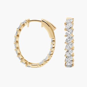 Pendientes de Aro para Mujer de Oro Sólido de 14K con Diamante Cultivado en Laboratorio de 4 Ct, Certificado IGI, Chapado en Rodio, Diseño Marquise, Lujo para Boda o Aniversario - Product Image 4