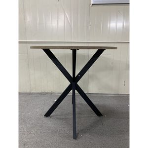 31.5 Inch Modern Dining <b>Table</b> Brown 2-4 People Capacity <b>Small</b> Circle <b>Kitchen</b> <b>Table</b> with Metal Black Legs - Product Image 2