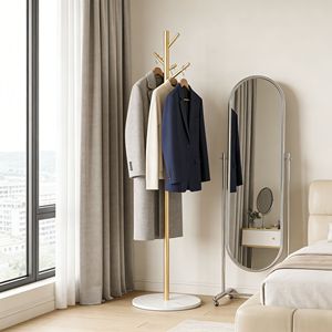 Appendiabiti Autoportante in Metallo Dorato con Base in Marmo, Appendiabiti Multiuso per Camera da Letto e Porta Cappelli - Product Image 5