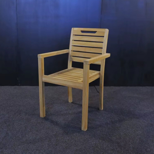Solid Teak Wood <b>Stackable</b> Outdoor Dining Arm <b>Chair</b> Well Sanded Finish Modern Design - Product Image 1